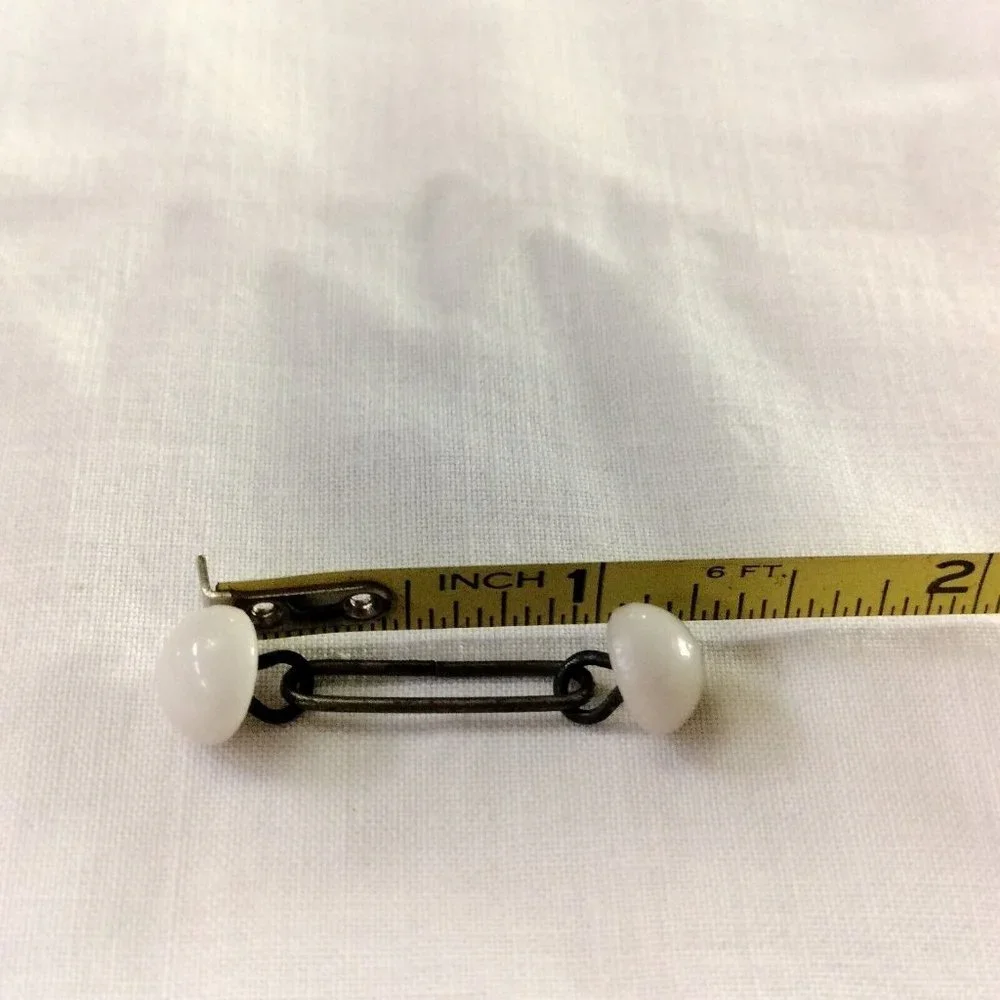 4/$20 Vintage Antique White Glass Bar Cufflinks Round Domed Simple